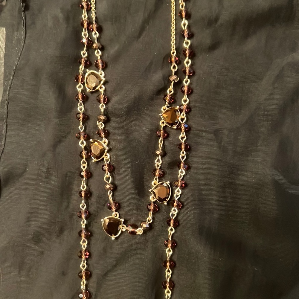 NWT Beautiful and dainty necklace with garnet colored beading and stones​